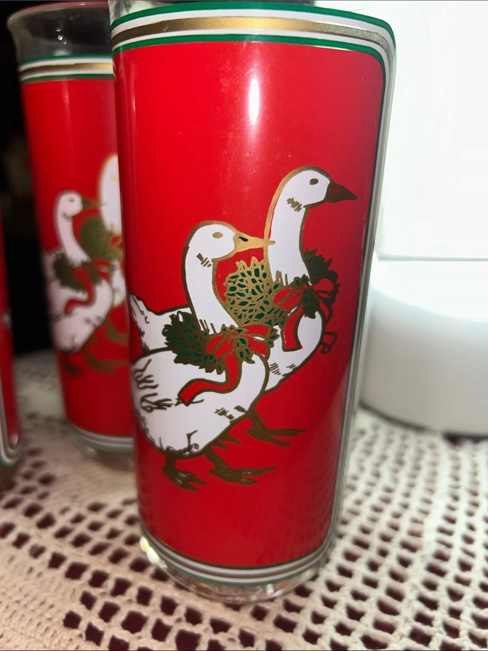 Set of 4 Red Goose Printed Highball Glasses